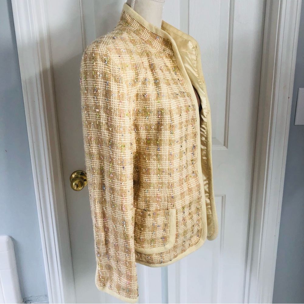 J.G. HOOK women’s 16 Vintage Multicolor yellow Padded Shoulder Sport Coat Blazer